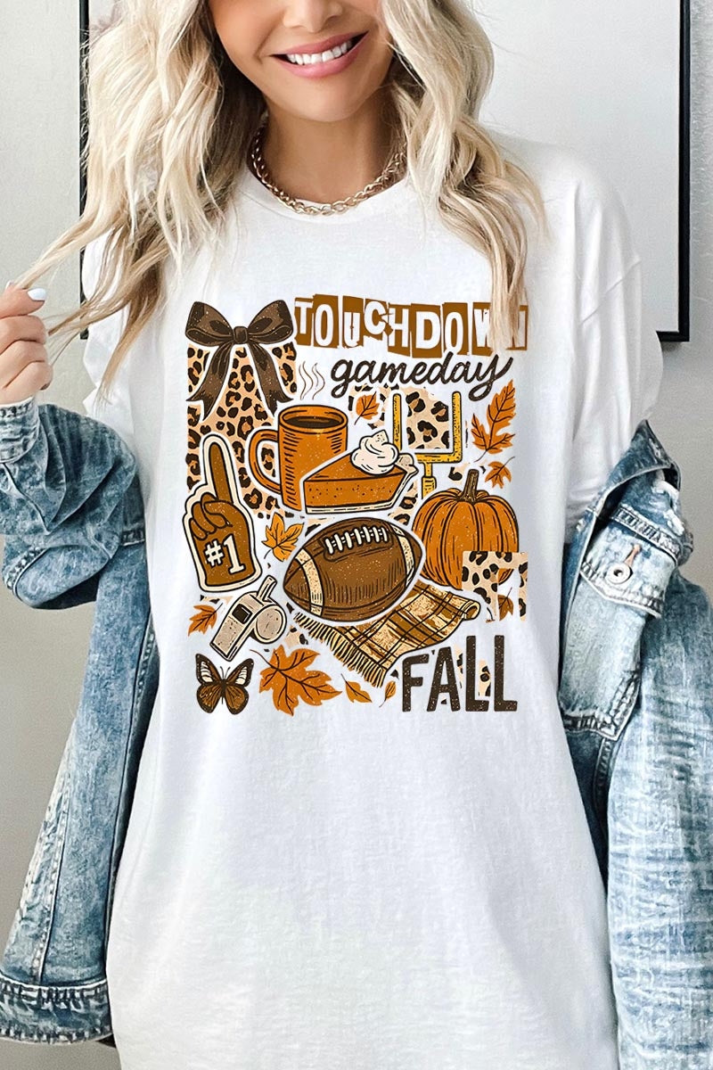 5000-E3134 Fall Football Collage Graphic Heavy Cotton Tee $9
