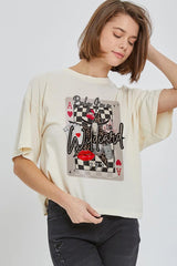 CTS-E3099 Retro Wildcard Graphic Relaxed Crop Top $11