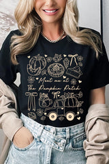 US3001-E3163 Pumpkin Patch Doodle Graphic Tee $12.5