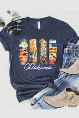 US3001-E3061OK Oklahoma State Brushstroke Graphic Tee $12.5