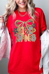 5000P-E3154 Give Thanks Bow Graphic Plus Heavy Cotton Tee $12.75