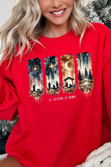 UL180-E3204 Savior Is Born Nativity Graphic Sweatshirt $20