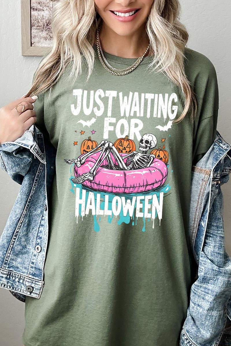 5000P-E3138 Just Waiting For Halloween Plus Heavy Cotton Tee $12.75