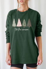 UL240-E3218 Rustic Christmas Trees Graphic Long Sleeve Tee $13.75