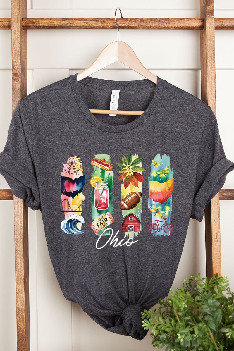 US3001-E3061OH Ohio State Brushstroke Graphic Tee $12.5