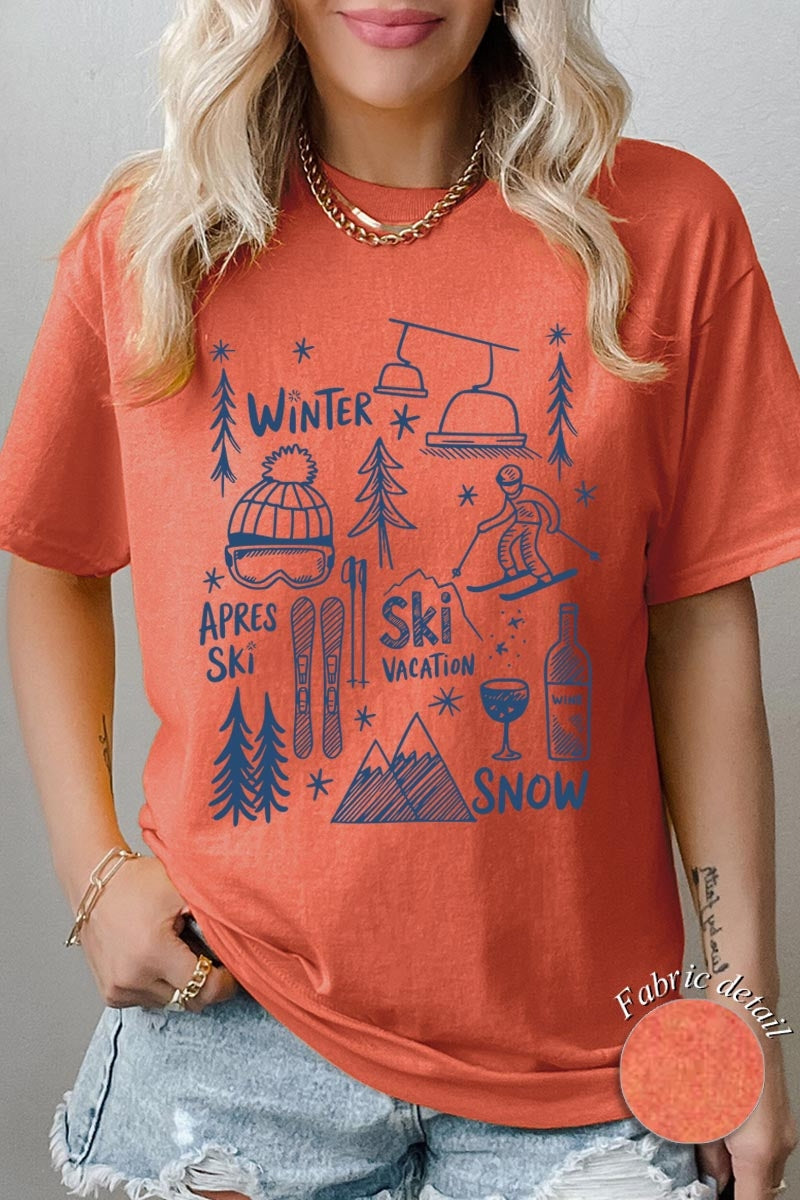5000-E3188 Ski Doodle Graphic Heavy Cotton Tee $9