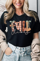 US3001P-E3071 Fall Vibes Rustic Script Graphic Plus Tee $16