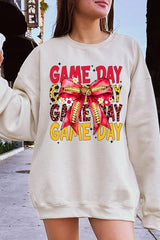 UL180-E3091 Red Yellow Football Game Day Bow Sweatshirt $20