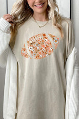 5000-E3133 Floral Football Graphic Heavy Cotton Tee $9
