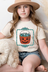US3001Y-E3140Z Halloween turquoise pumpkin Kids Graphic Tee $11