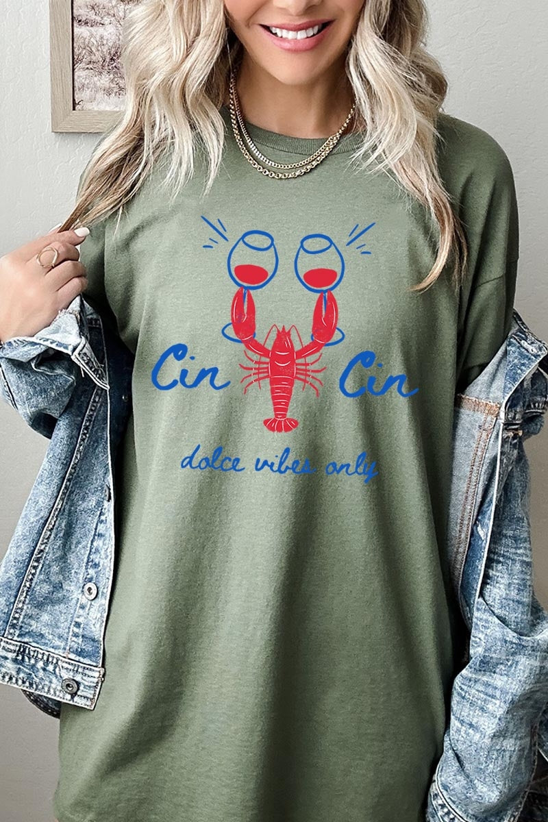 5000P-E3069 Cin Cin Lobster Graphic Plus Heavy Cotton Tee $12.75