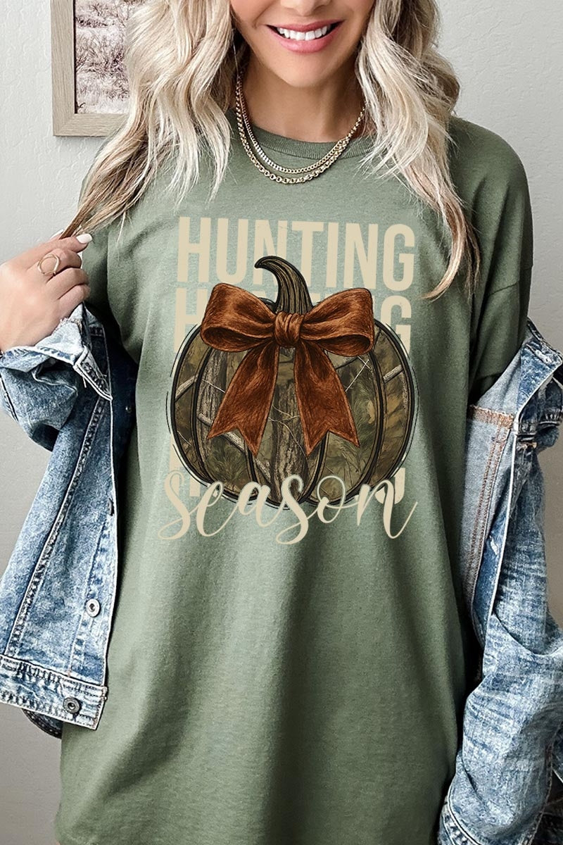 5000-E3190 Hunting Pumpkin Bow Graphic Heavy Cotton Tee $9