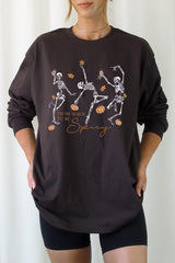 UL240-E3123 Halloween Skeleton Graphic Long Sleeve Tee $13.75
