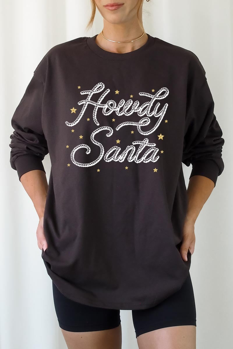 UL240P-E3199 Howdy Santa Graphic Plus Long Sleeve Tee $17