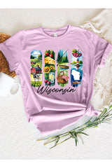 US3001P-E3061WI Wisconsin State Brushstroke Graphic Plus Tee $16