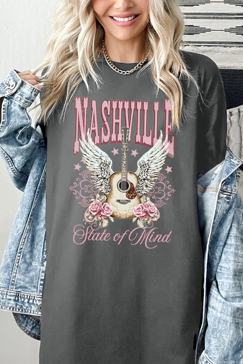 5000-E3157 Nashville Rose Graphic Heavy Cotton Tee $9
