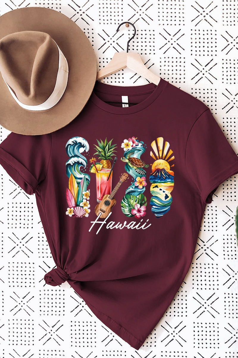 US3001P-E3061HI Hawaii State Brushstroke Graphic Plus Tee $16