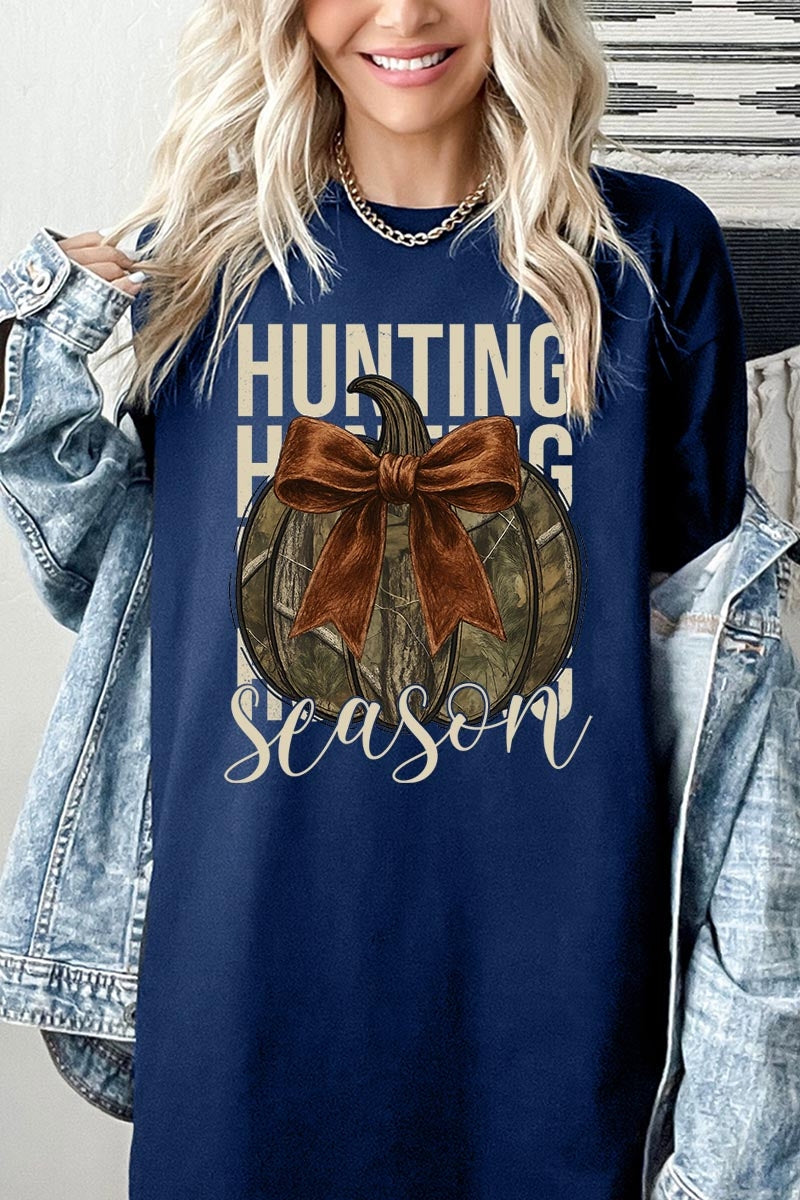 5000P-E3190 Hunting Pumpkin Bow Graphic Plus Heavy Cotton Tee $12.75