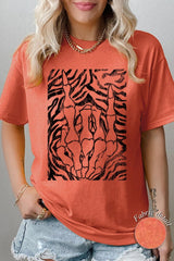 5000P-E3177 Skeleton Hands Zebra Graphic Plus Heavy Cotton Tee $12.75
