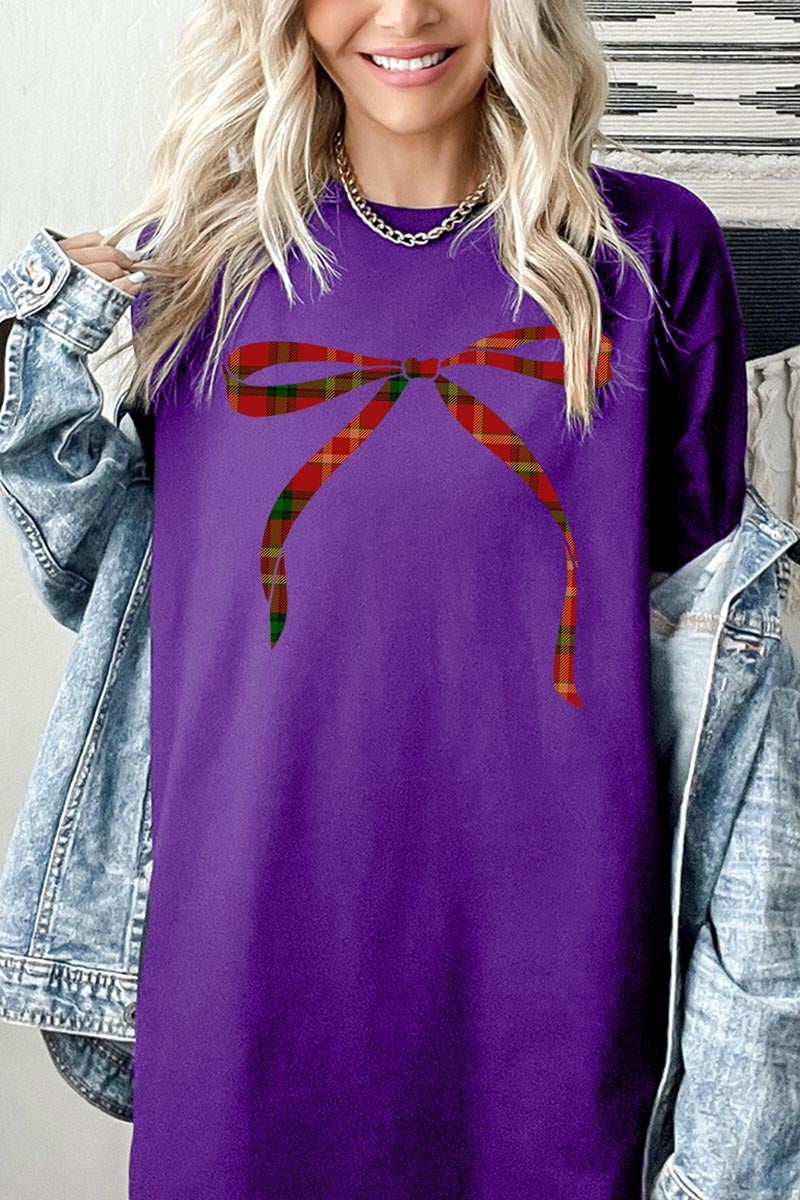 5000-E3211 Red Bow Christmas Graphic Heavy Cotton Tee $9