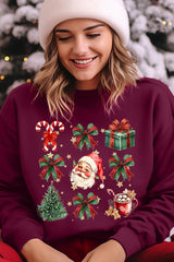 UL180-E3217 Santa Gifts & Bows Christmas Graphic Sweatshirt $20