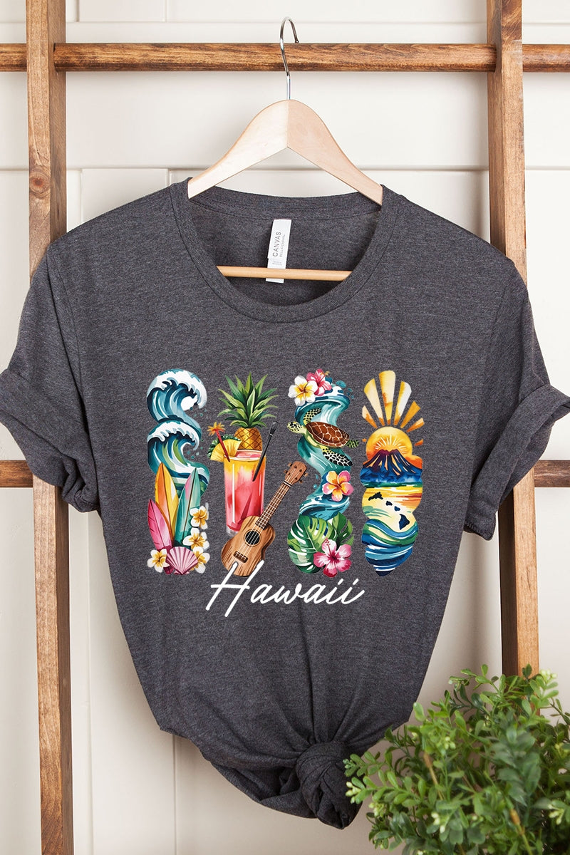 US3001-E3061HI Hawaii State Brushstroke Graphic Tee $12.5