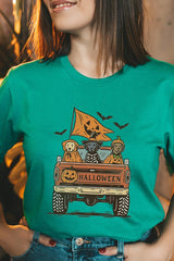 US3001P-E3150 Halloween Truck Dogs Graphic Plus Tee $16