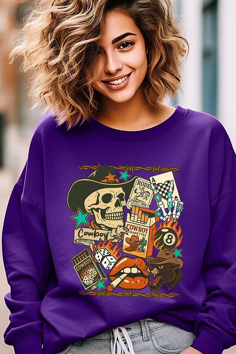 UL180-E3096 Vintage Western Collage Graphic Sweatshirt $20
