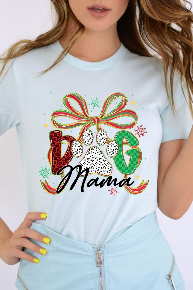 US3001P-E3194 Dog Mama Christmas Paw Graphic Plus Tee $16