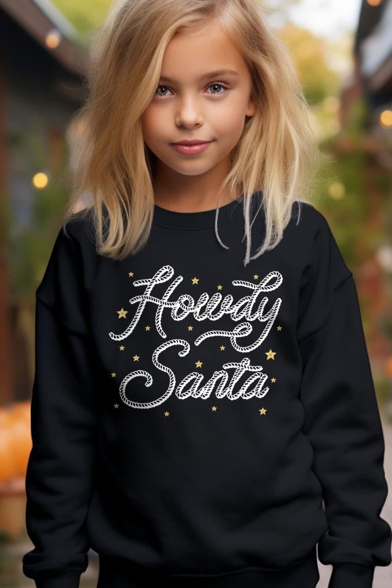 UL180B-E3199Z Howdy Santa Kids Graphic Sweatshirt $20
