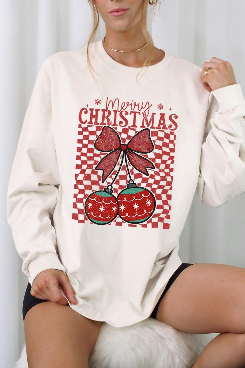 UL240P-E3196 Cherry Ornament Christmas Graphic Plus Long Sleeve Tee $17