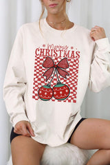 UL240P-E3196 Cherry Ornament Christmas Graphic Plus Long Sleeve Tee $17