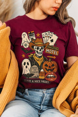 US3001P-E3107 Spooky Western Skeleton Graphic Plus Tee $16