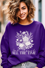 UL180P-E3116 God Is Good Floral Graphic Plus Sweatshirt $25