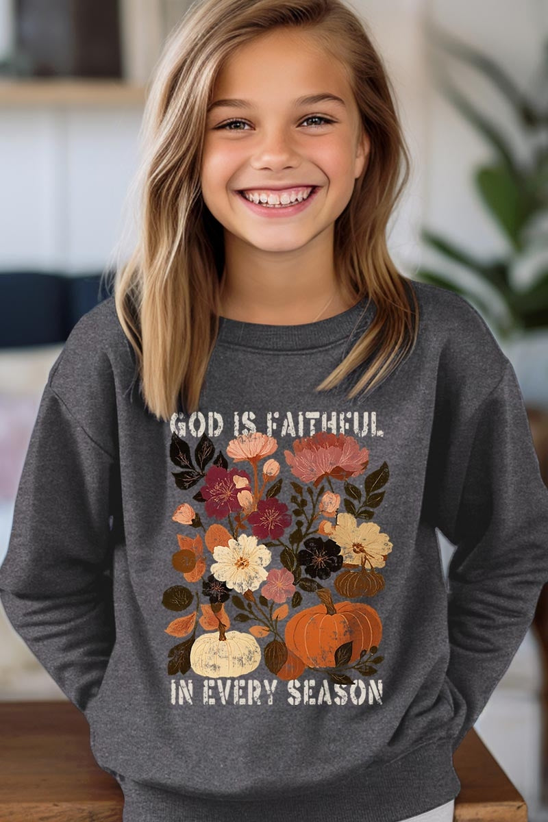 UL180B-E3171Z Faithful In Every Season Kids Graphic Sweatshirt $20