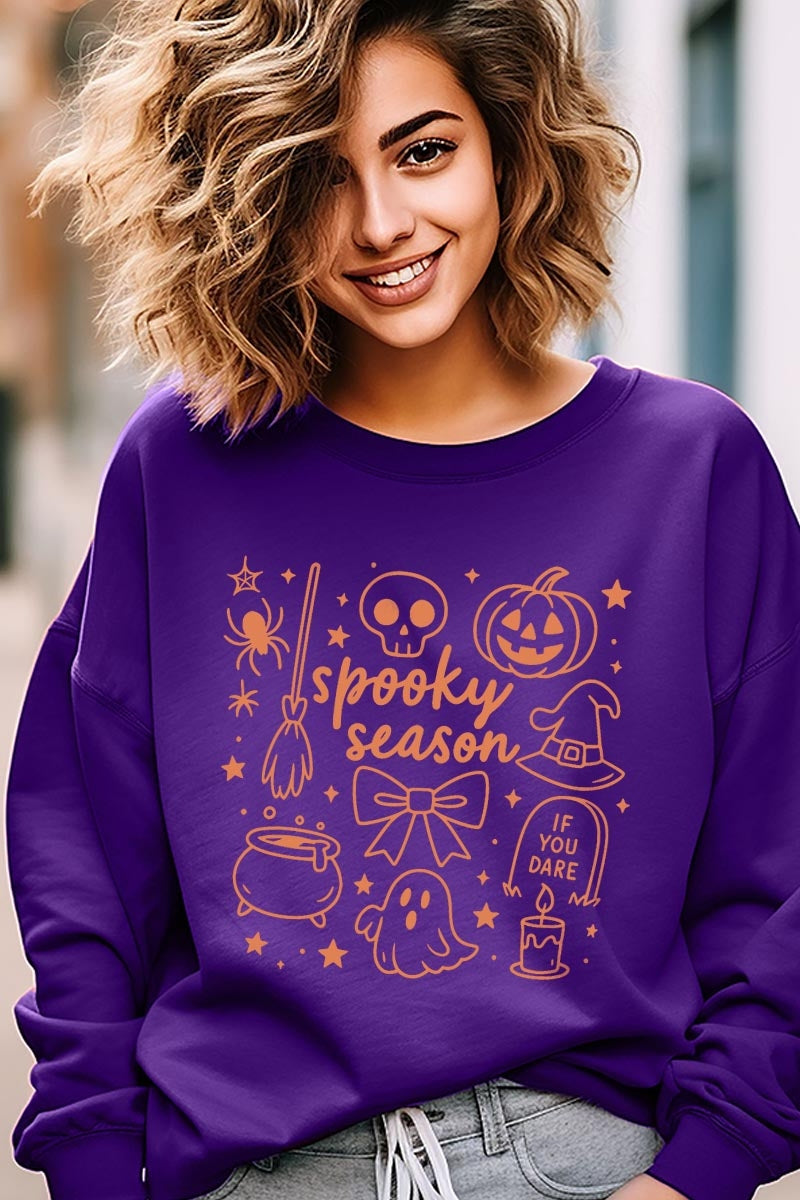 UL180P-E3141 Halloween Doodle Graphic Plus Sweatshirt $25