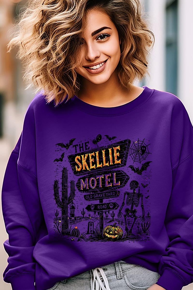 UL180-E3108 Skellie Motel Halloween Graphic Sweatshirt $20