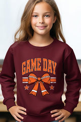 UL180B-E3064Z Orange Game Day Football Bow Kids Sweatshirt $20