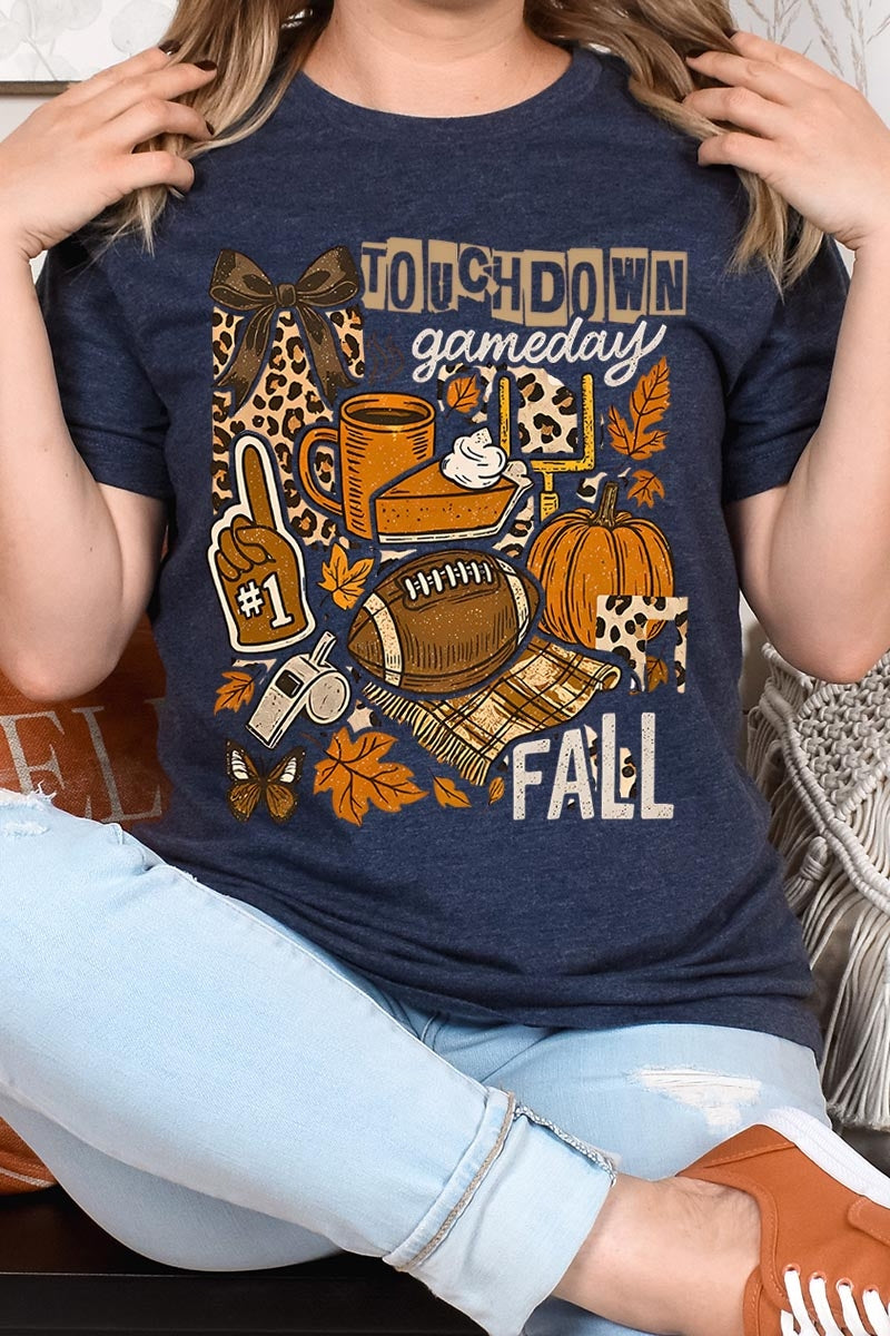 US3001-E3134 Fall Football Collage Graphic Tee $12.5