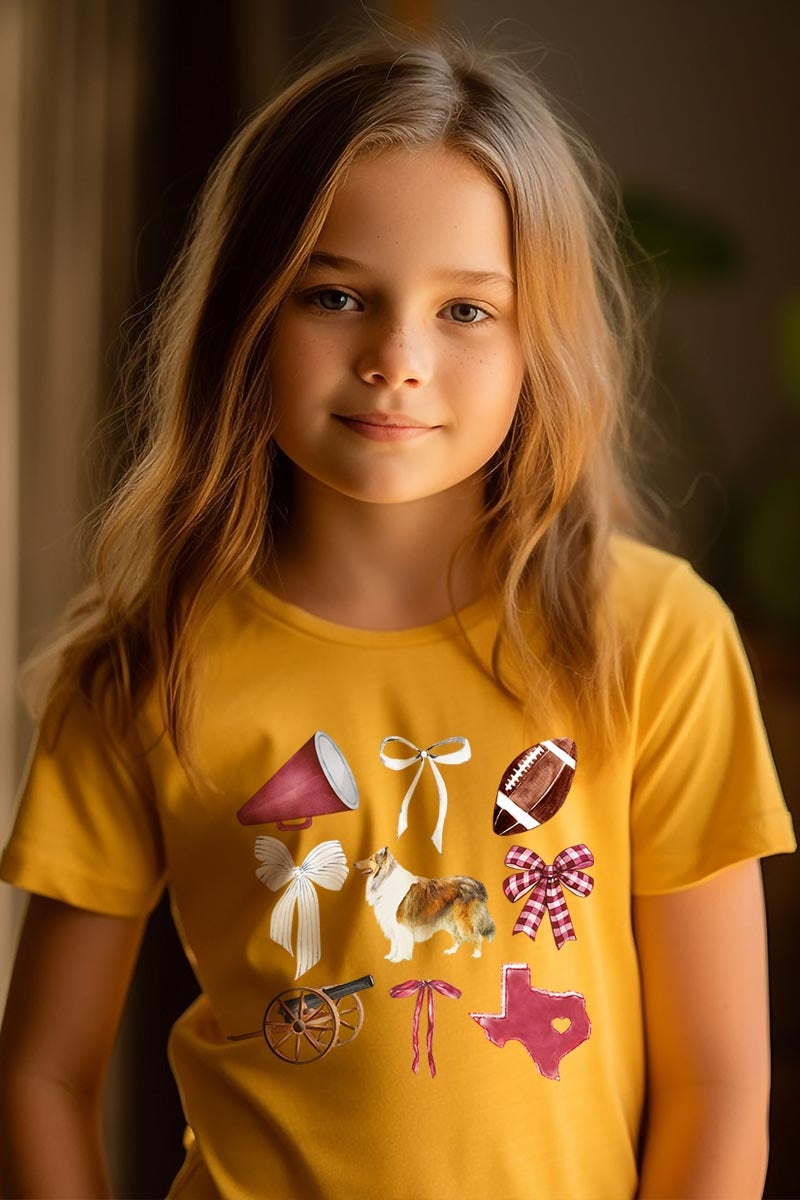 US3001Y-E3079Z Texas Football Kids Graphic Tee $11