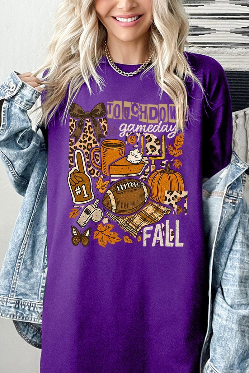 5000P-E3134 Fall Football Collage Plus Heavy Cotton Tee $12.75