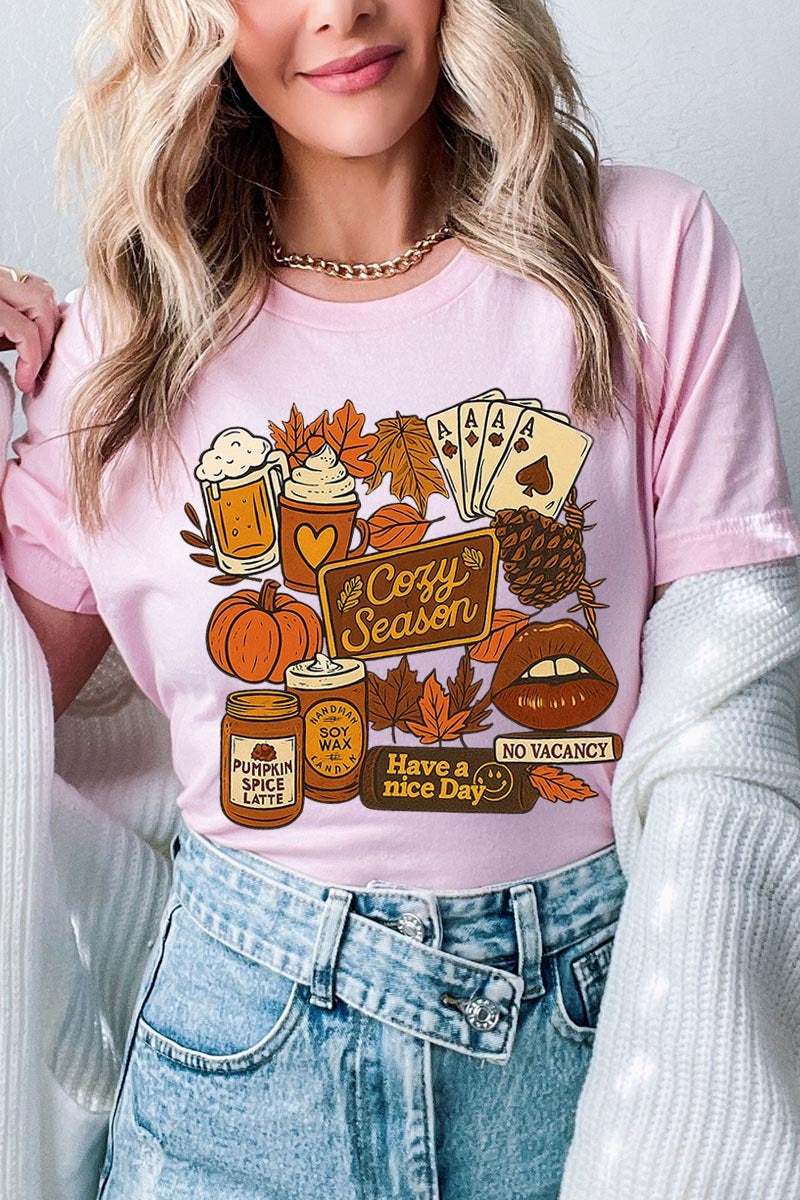 US3001-E3119 Retro Fall Collage Graphic Tee $12.5