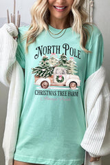 US3001P-E3174 North Pole Christmas Graphic Plus Tee $16