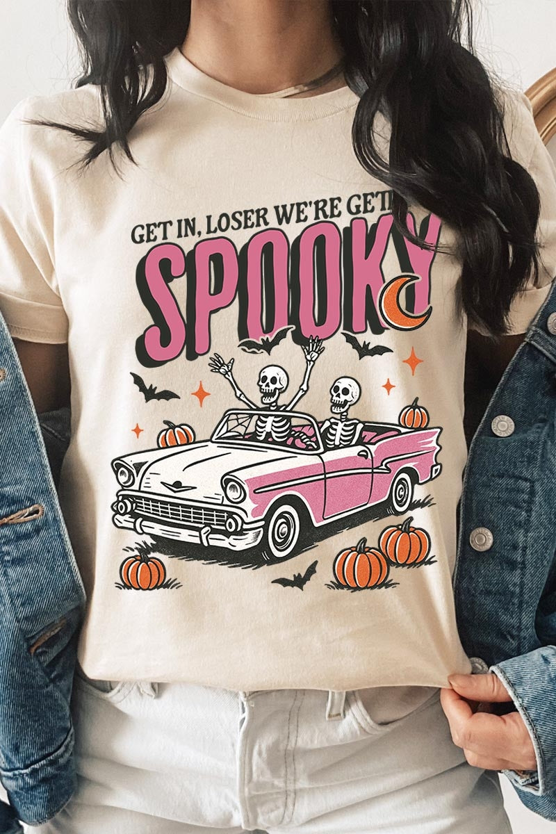 US3001-E3142 Spooky Skeleton Graphic Tee $12.5