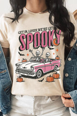 US3001-E3142 Spooky Skeleton Graphic Tee $12.5