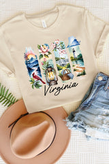 US3001P-E3061VA Virginia State Brushstroke Graphic Plus Tee $16