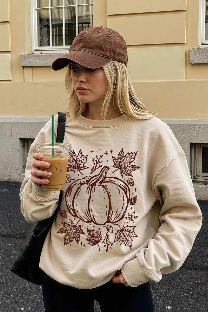UL180-E3162 Fall Pumpkin Graphic Sweatshirt $20