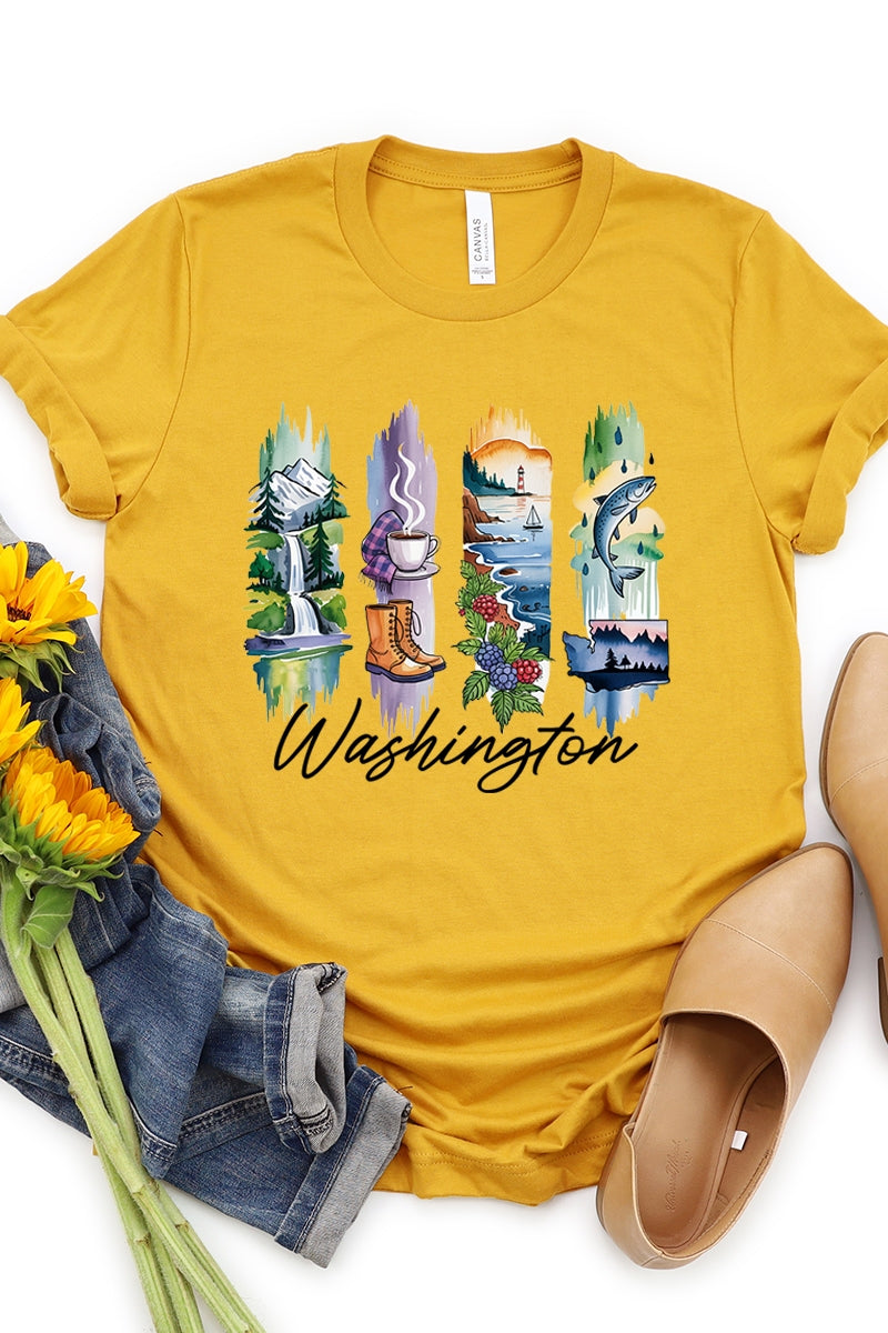 US3001-E3061WA Washington State Brushstroke Graphic Tee $12.5