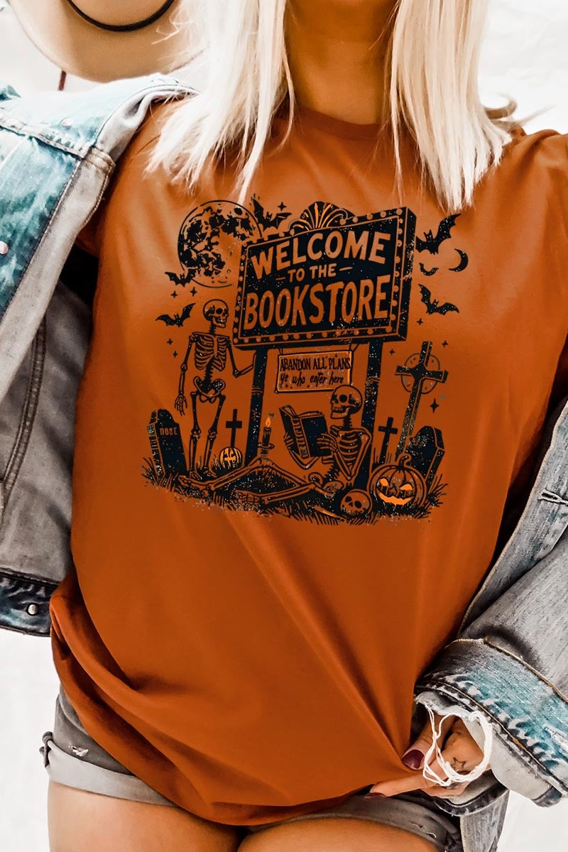US3001-E3122 Bookstore Halloween Graphic Tee $12.5