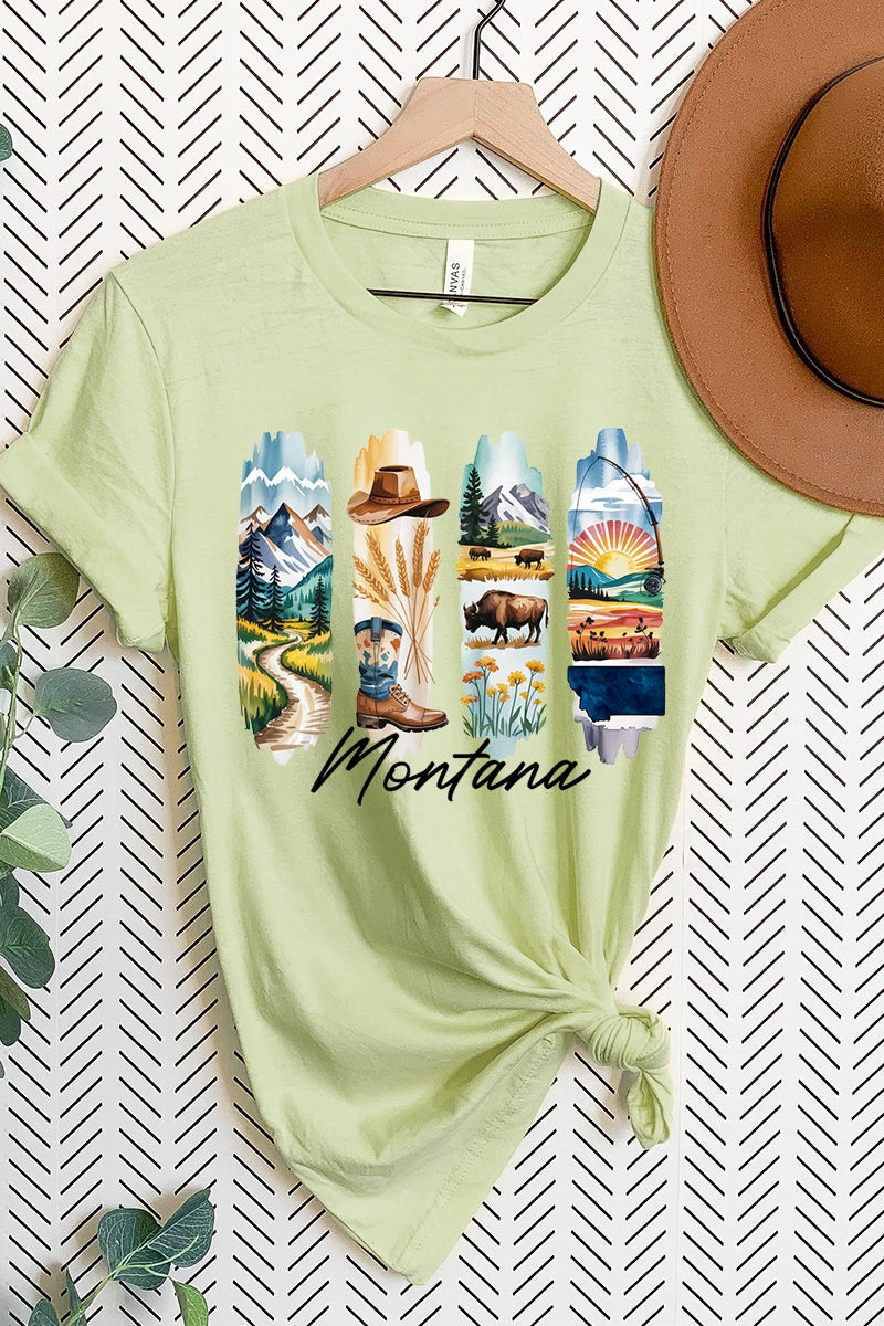 US3001P-E3061MT Montana State Brushstroke Graphic Plus Tee $16